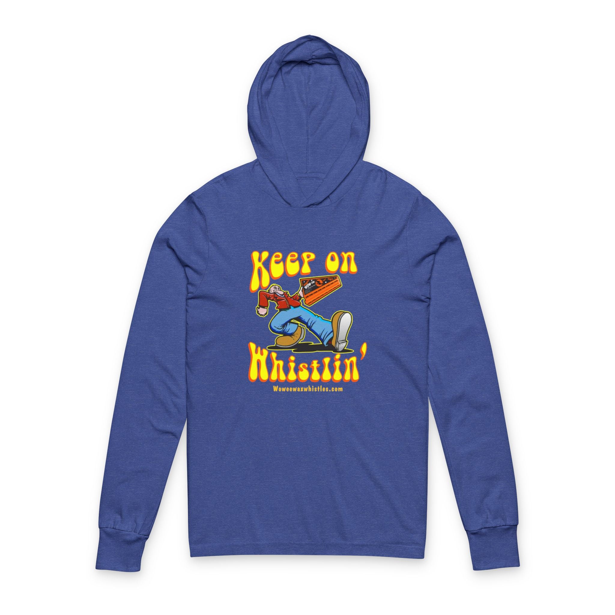 Keep on Whistlin - WOW-EE Wax Whistles - Unisex Hooded Long Sleeve Tee